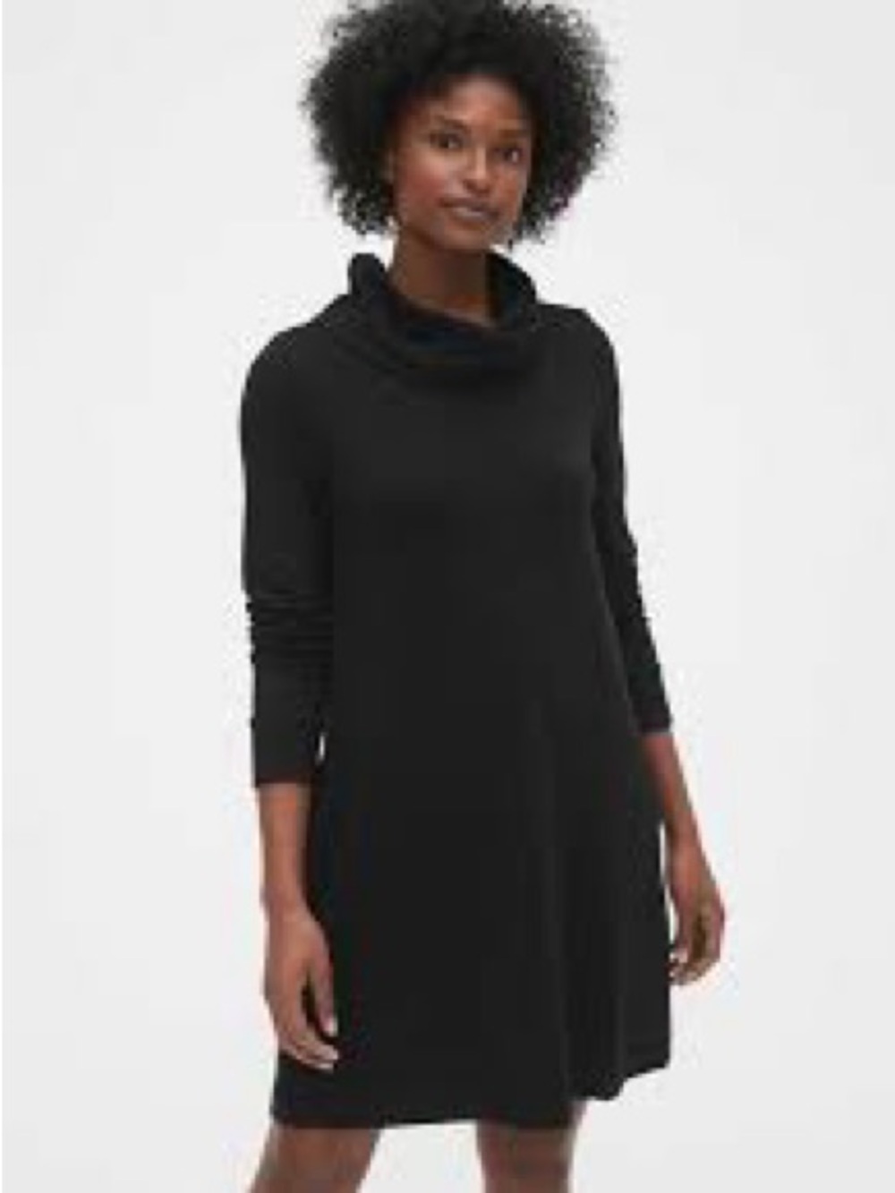 Black Cowl Neck Women's Sweater Dress